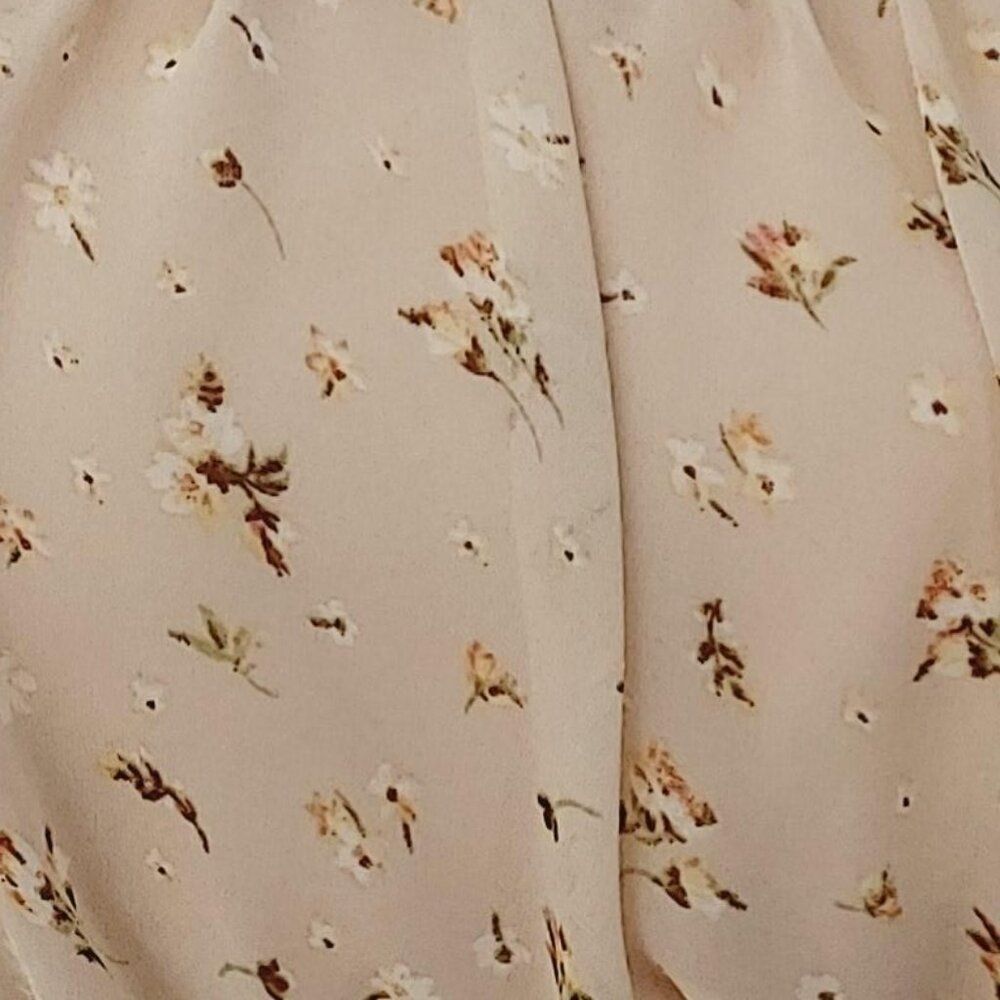 Altar’d State Women’s Tan Floral Dress Flowy Cap Sleeves, Simple Elegance Size M - Picture 12 of 12